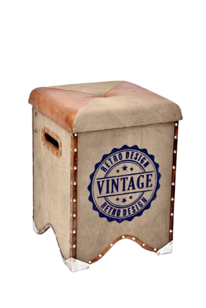 Leather Canvas Stool